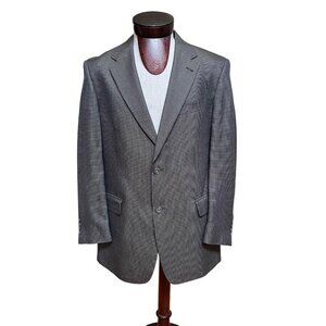 Hart Schaffner Marx Nordstrom Mens Gray 2‎ Button Micro Check Wool Blazer 42R